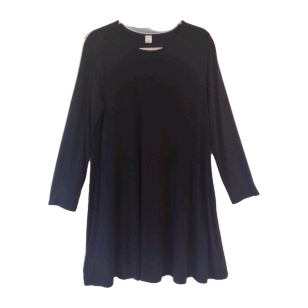 Old Navy Swing Dress Long Sleeve knit Black Large goth boho layer